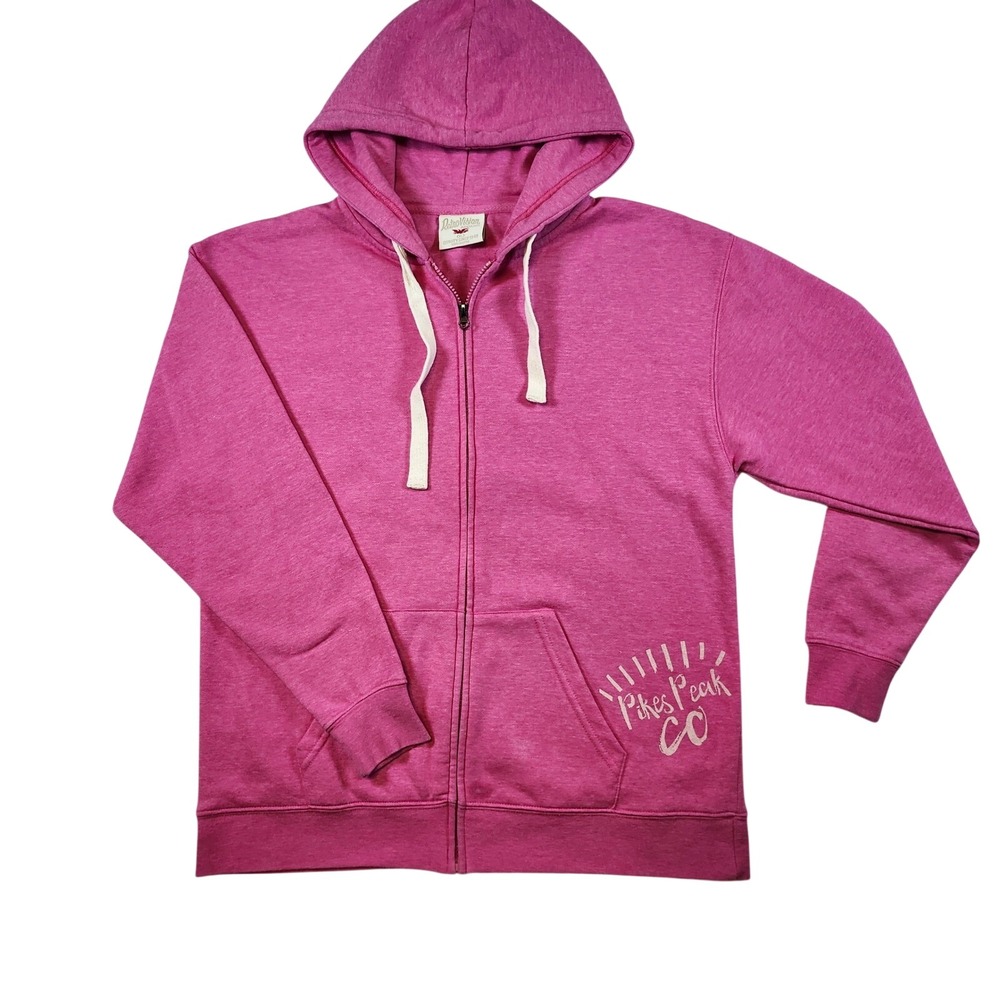 RetroVision Apparel Hoodie Women XL Pink Good Pikes Peak CO Zip Up Mountain Grap